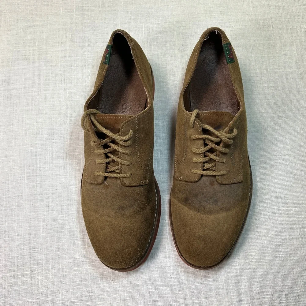 G.H. Bass Suede Leather Oxford  Men's 10 Brown Buc Suede Red Brick Sole CASUAL‎